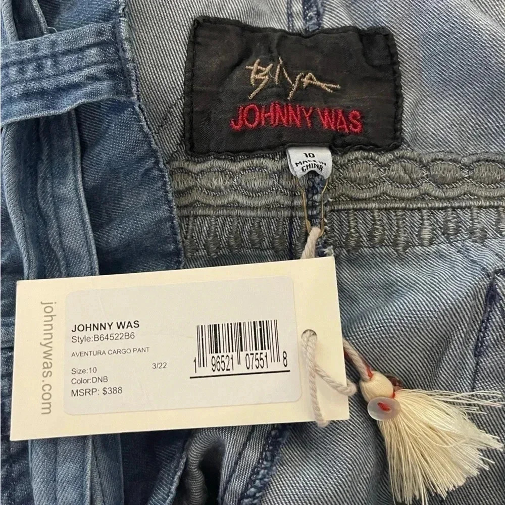 NWT Johnny Was Aventura baggy jeans, size 10. Cargo pockets and embroidery. - Picture 4 of 10